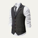 Chaleco de Tweed Hombre Espiga Solapa Entallado | Nicolas