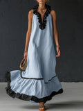 Vestido Maxi con Volantes y Bicolor | Sofia