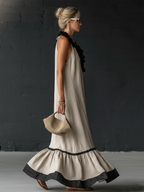 Vestido Maxi con Volantes y Bicolor | Sofia