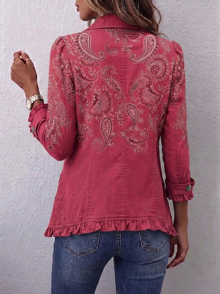 Adoración | Chaqueta de Volantes Estampado Cachemira Rosa | Adoración
