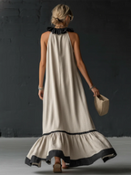 Vestido Maxi con Volantes y Bicolor | Sofia