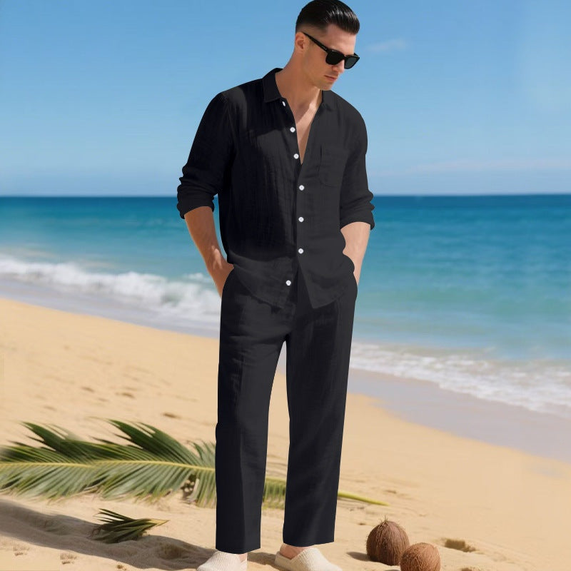 Conjunto de Lino Hombre Camisa Manga Larga y Pantalón | Paul