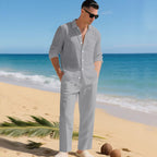 Conjunto de Lino Hombre Camisa Manga Larga y Pantalón | Paul