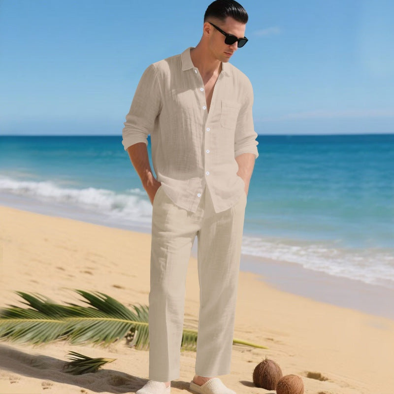 Conjunto de Lino Hombre Camisa Manga Larga y Pantalón | Paul