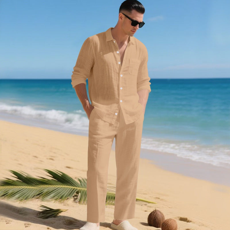 Conjunto de Lino Hombre Camisa Manga Larga y Pantalón | Paul