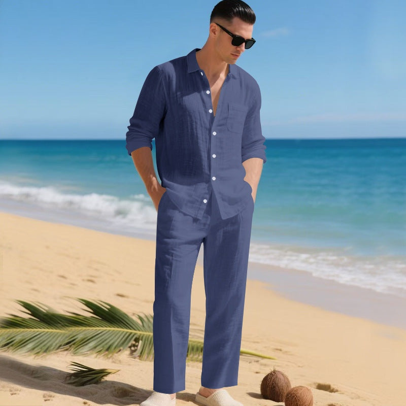 Conjunto de Lino Hombre Camisa Manga Larga y Pantalón | Paul