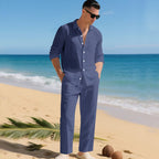 Conjunto de Lino Hombre Camisa Manga Larga y Pantalón | Paul