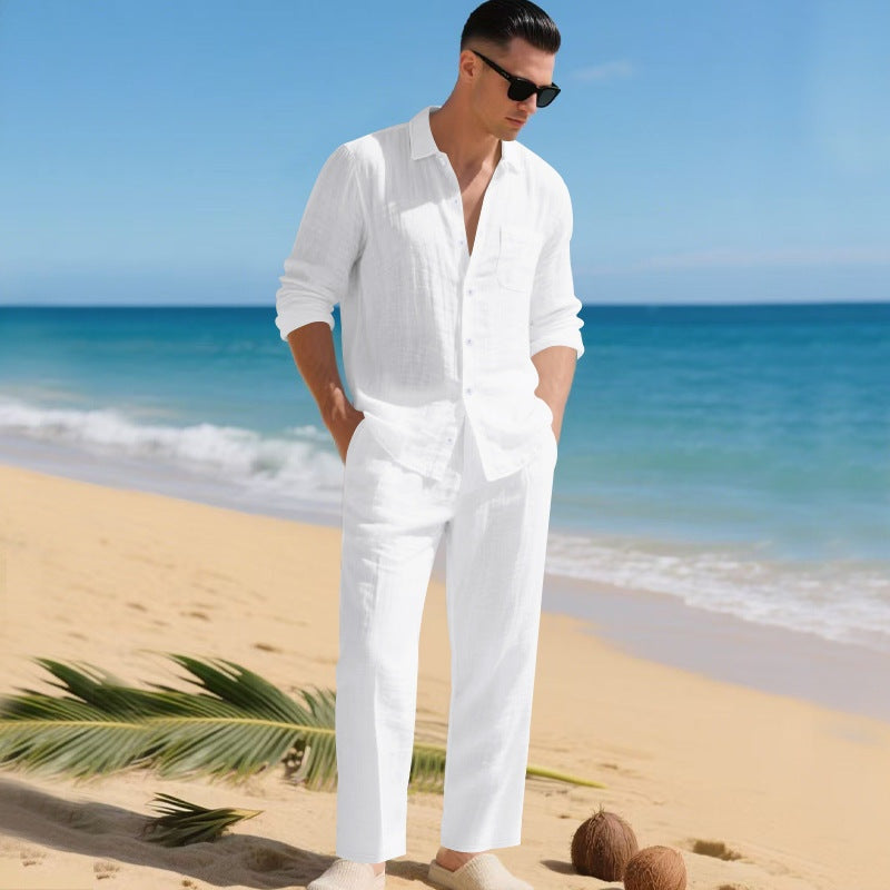 Conjunto de Lino Hombre Camisa Manga Larga y Pantalón | Paul