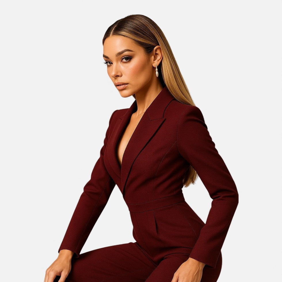 Mono Largo Elegante Mujer Escote V Manga Larga | Pilar