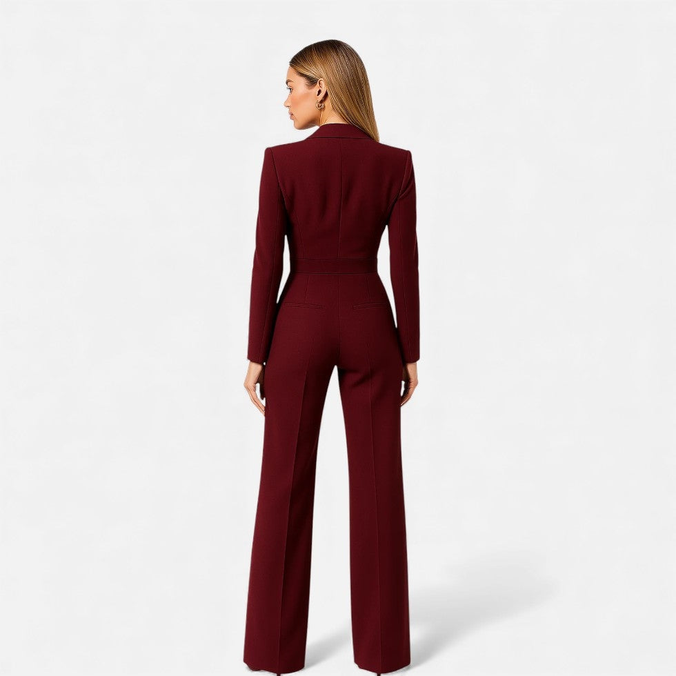 Mono Largo Elegante Mujer Escote V Manga Larga | Pilar