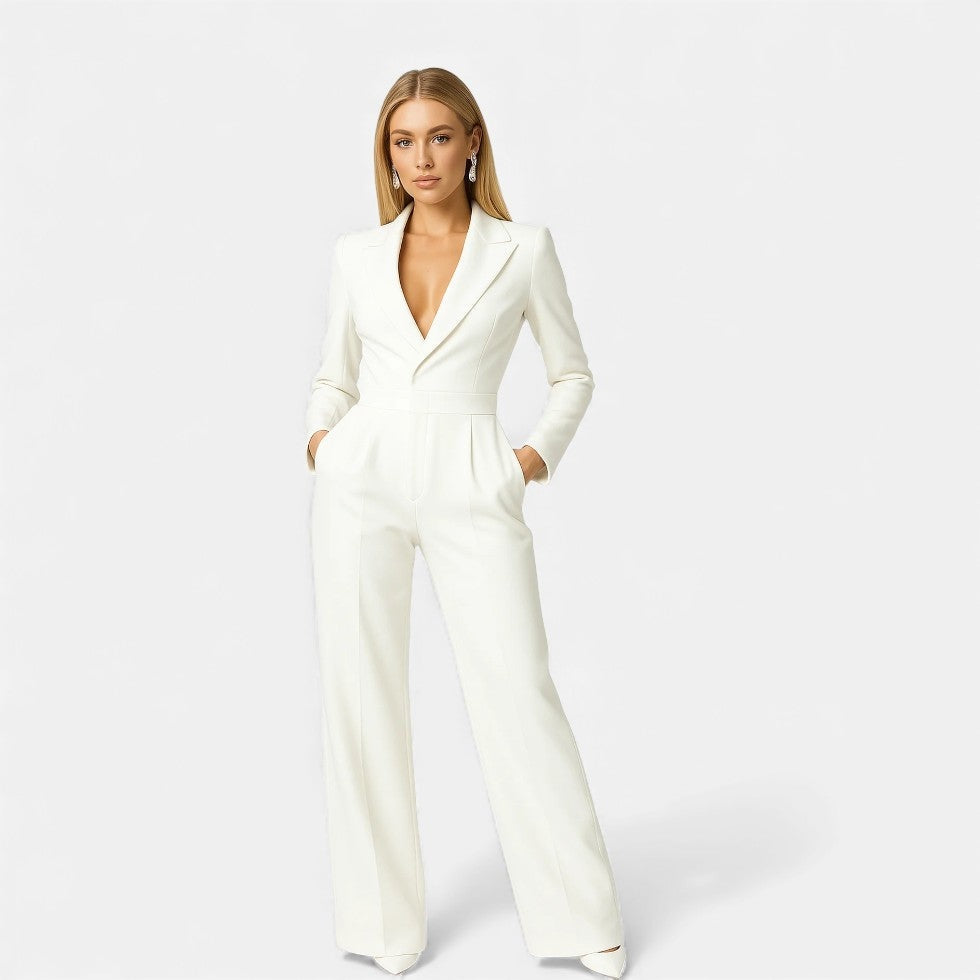 Mono Largo Elegante Mujer Escote V Manga Larga | Pilar
