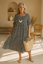 Vestido Midi de Verano de Lunares con Volantes Mujer | Pilar