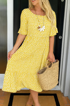 Vestido Midi de Verano de Lunares con Volantes Mujer | Pilar