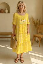 Vestido Midi de Verano de Lunares con Volantes Mujer | Pilar