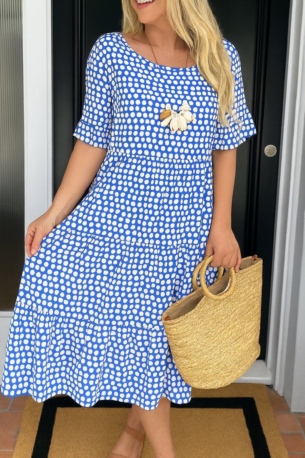 Vestido Midi de Verano de Lunares con Volantes Mujer | Pilar