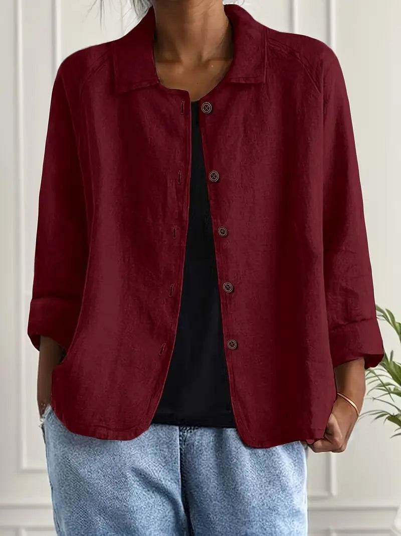 Chaqueta de Lino con Botones Mujer Manga Larga | Remedios