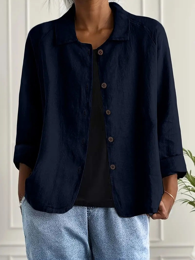 Chaqueta de Lino con Botones Mujer Manga Larga | Remedios