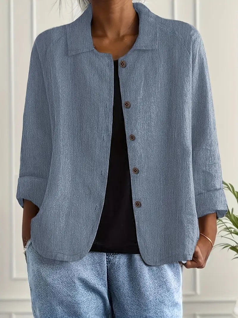 Chaqueta de Lino con Botones Mujer Manga Larga | Remedios