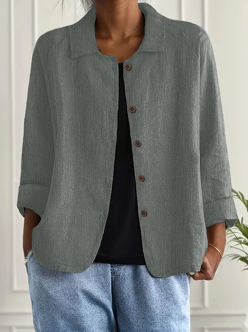 Chaqueta de Lino con Botones Mujer Manga Larga | Remedios