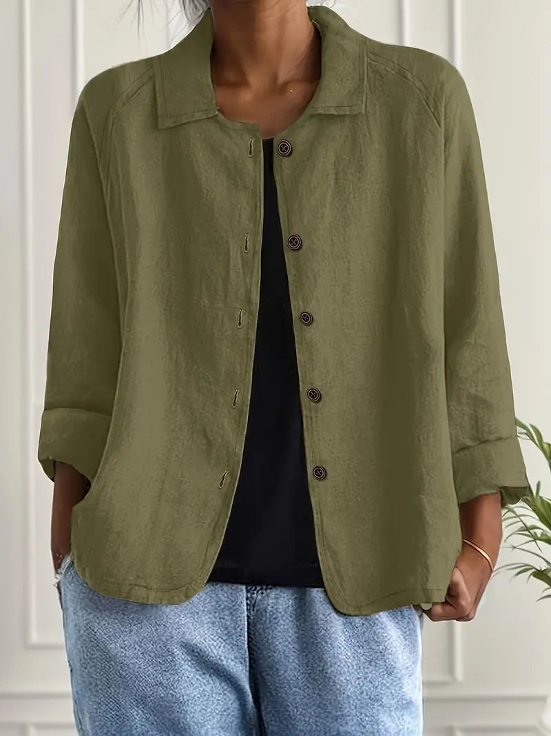 Chaqueta de Lino con Botones Mujer Manga Larga | Remedios