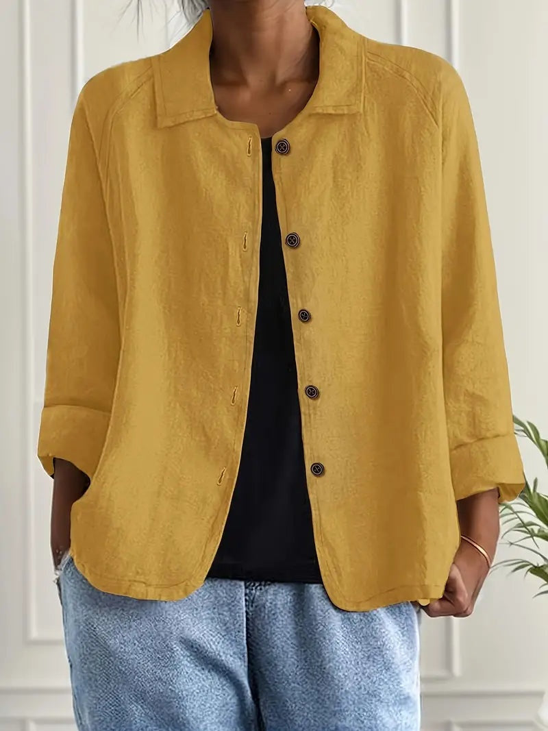 Chaqueta de Lino con Botones Mujer Manga Larga | Remedios
