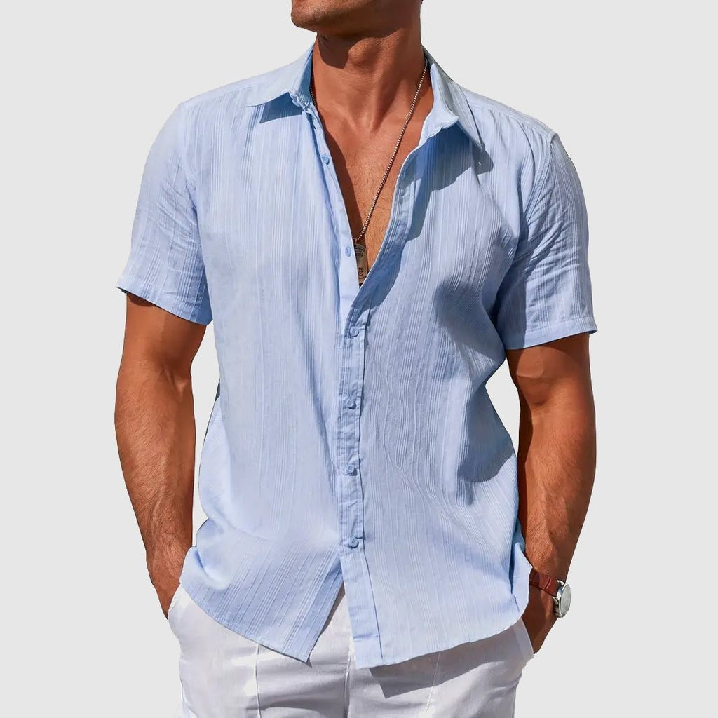 Camisa de Lino de Manga Corta Hombre Texturizada | Manuel