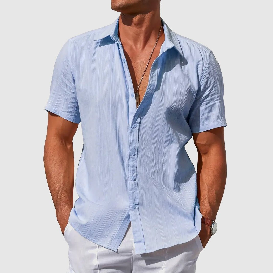 Camisa de Lino de Manga Corta Hombre Texturizada | Manuel