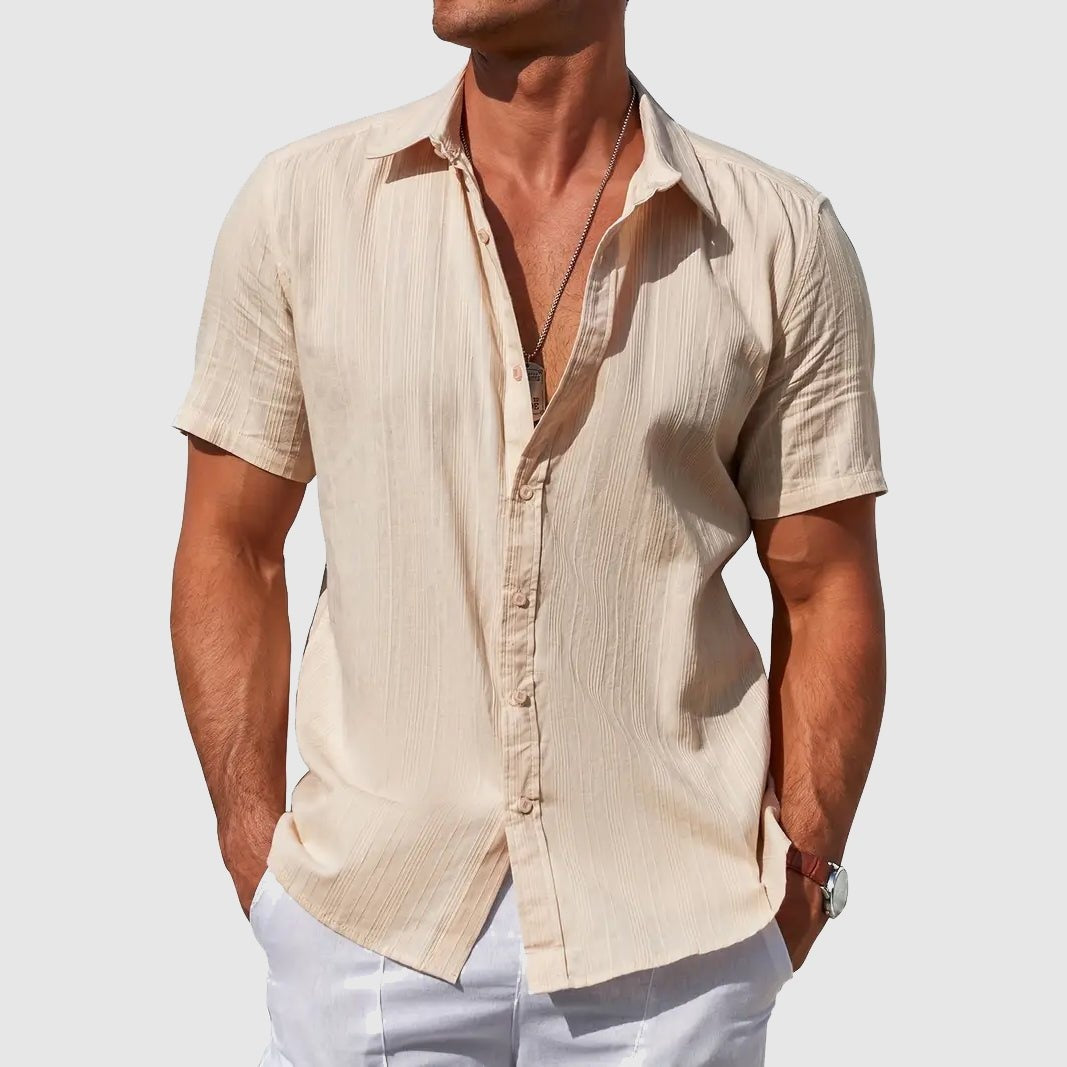 Camisa de Lino de Manga Corta Hombre Texturizada | Manuel