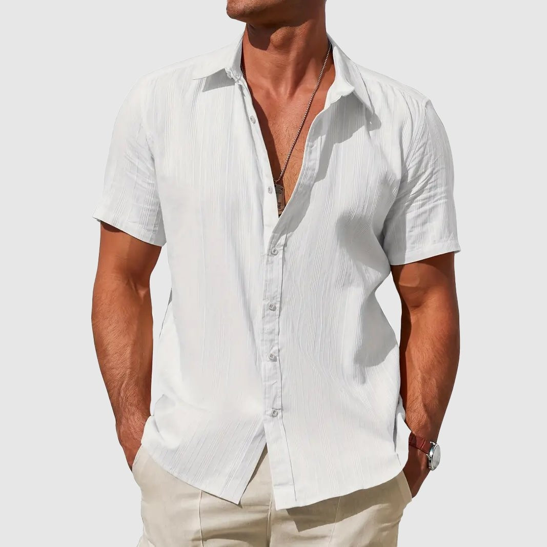 Camisa de Lino de Manga Corta Hombre Texturizada | Manuel