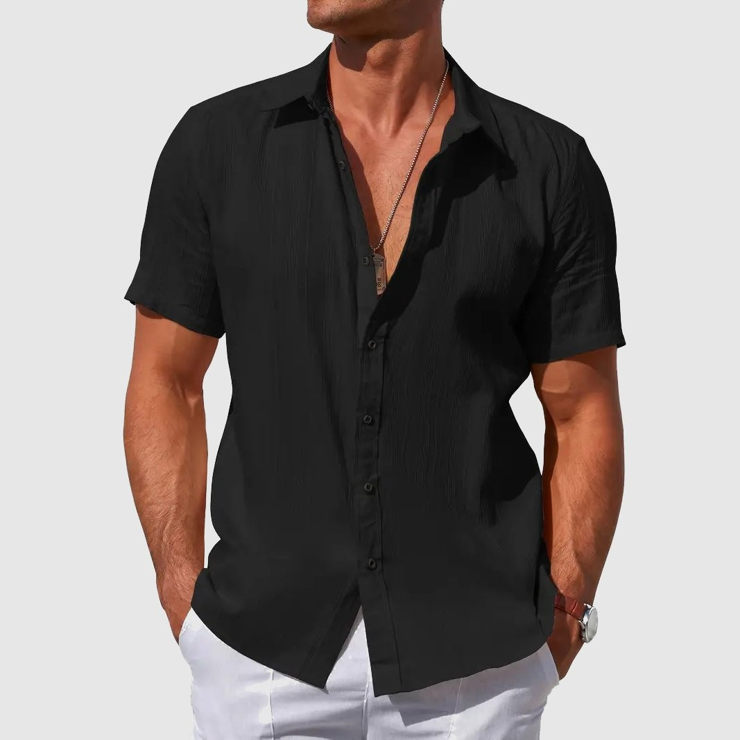 Camisa de Lino de Manga Corta Hombre Texturizada | Manuel