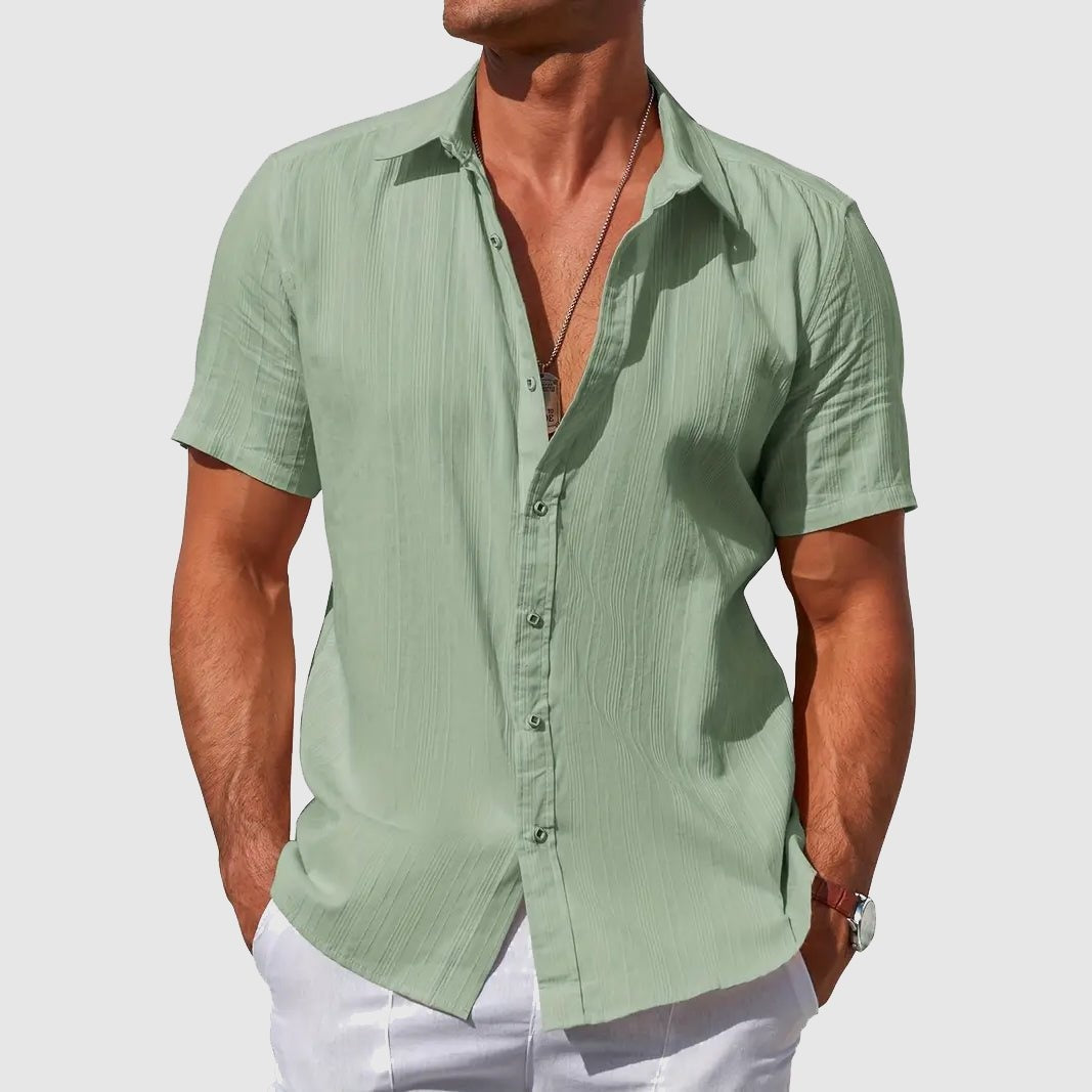 Camisa de Lino de Manga Corta Hombre Texturizada | Manuel