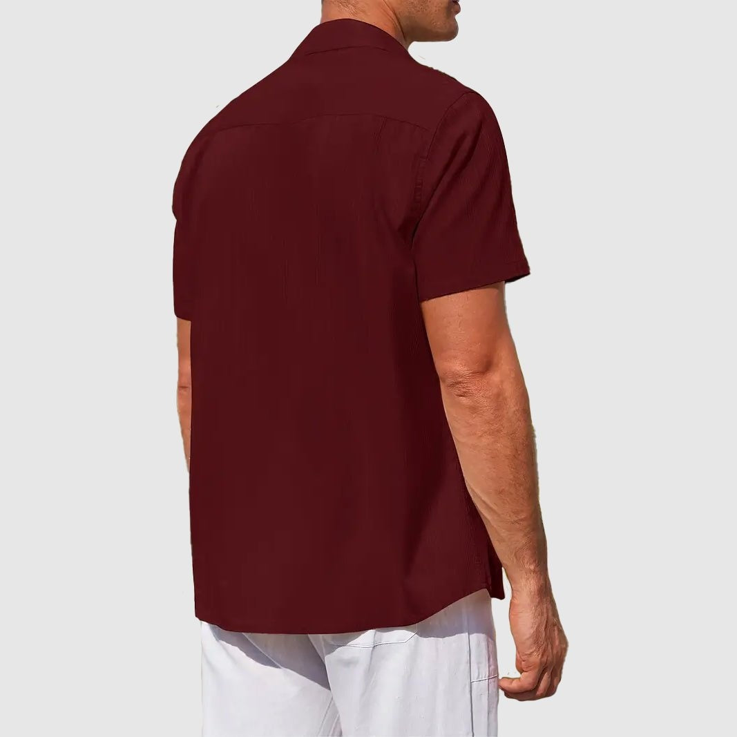 Camisa de Lino de Manga Corta Hombre Texturizada | Manuel