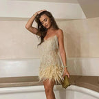 Estiloso vestido de fiesta con brillo de verano sin mangas | Midi