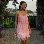 Estiloso vestido de fiesta con brillo de verano sin mangas | Midi