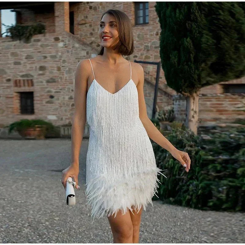 Estiloso vestido de fiesta con brillo de verano sin mangas | Midi