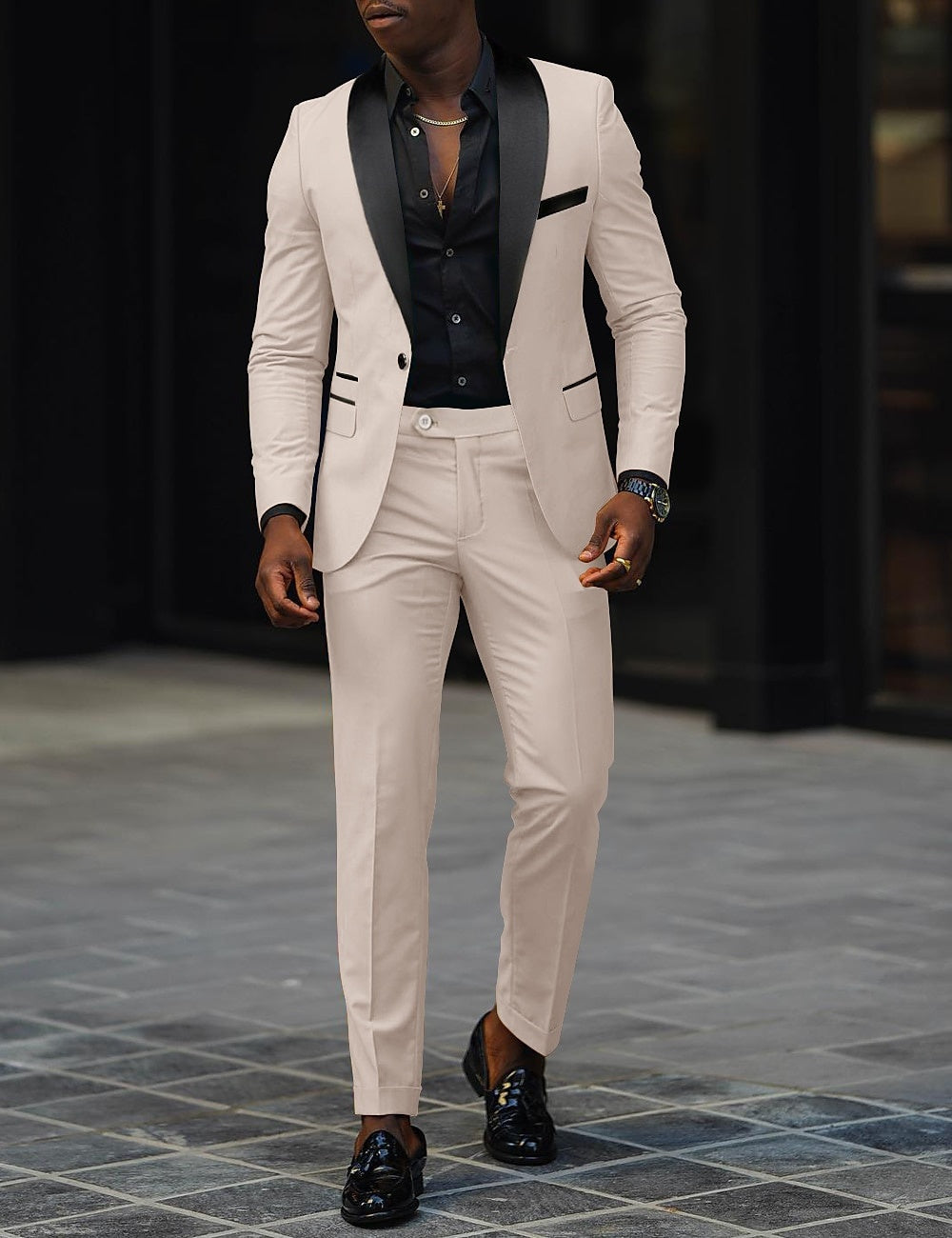 Traje de Novio Hombre Dos Piezas Solapa Satinada | Sergio