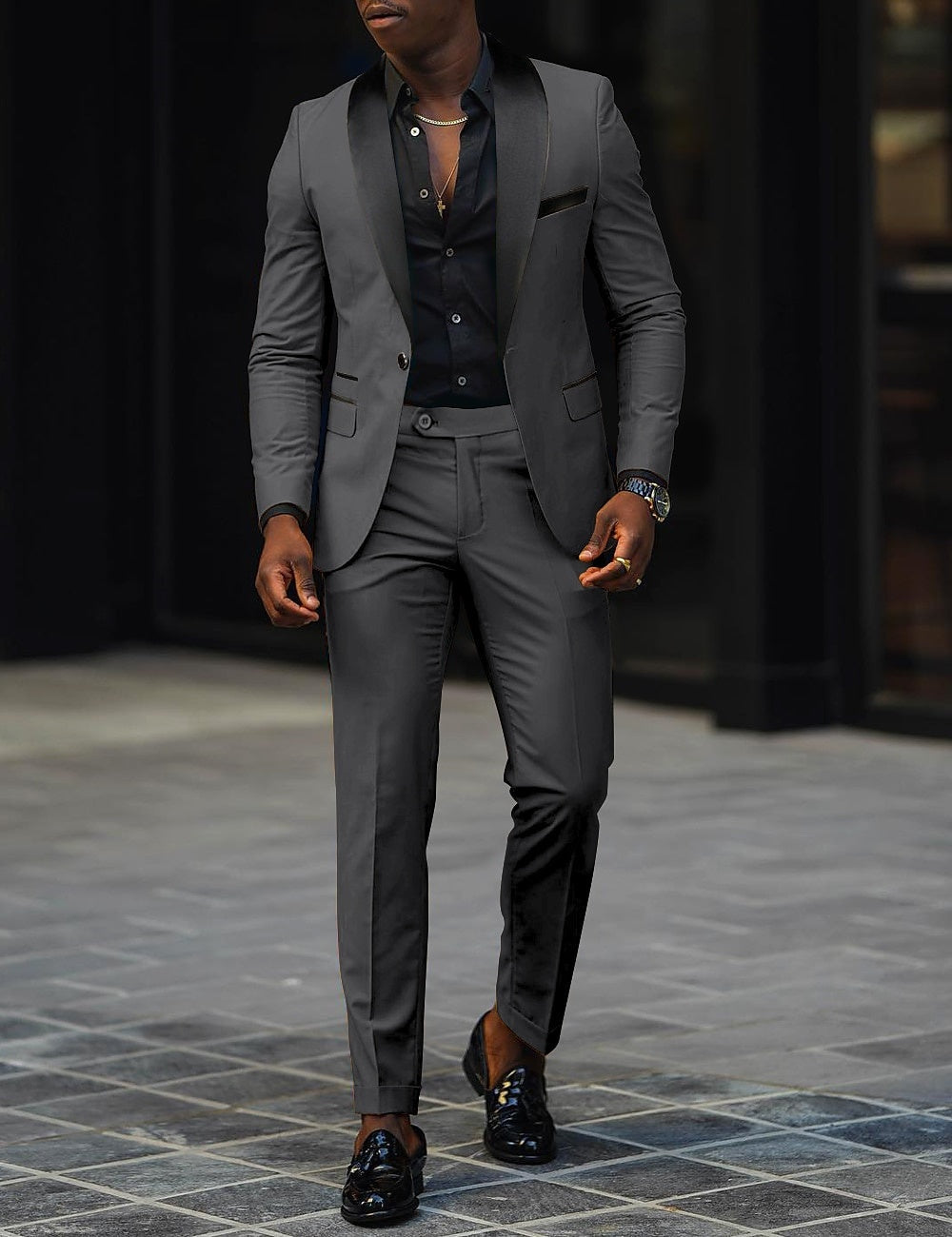 Traje de Novio Hombre Dos Piezas Solapa Satinada | Sergio