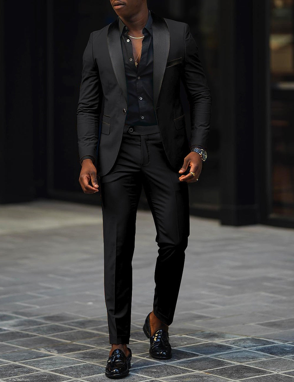 Traje de Novio Hombre Dos Piezas Solapa Satinada | Sergio