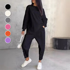 Conjunto de sudadera de manga larga con bajo irregular y pantalones para mujer | Urban