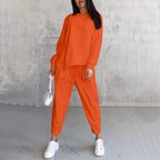 Conjunto de sudadera de manga larga con bajo irregular y pantalones para mujer | Urban