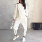 Conjunto de sudadera de manga larga con bajo irregular y pantalones para mujer | Urban