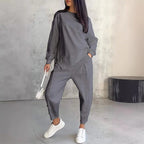 Conjunto de sudadera de manga larga con bajo irregular y pantalones para mujer | Urban