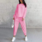 Conjunto de sudadera de manga larga con bajo irregular y pantalones para mujer | Urban
