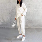 Conjunto de sudadera de manga larga con bajo irregular y pantalones para mujer | Urban