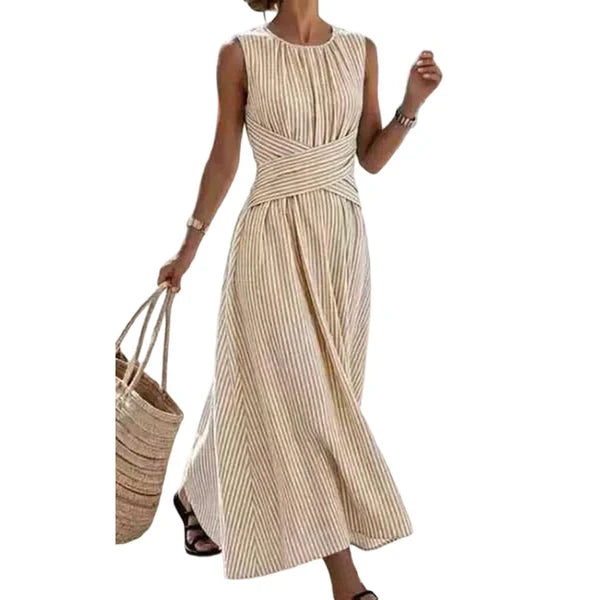 Vestido de rayas con cintura cruzada | Aitana
