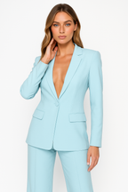Traje de Mujer de Dos Piezas con Blazer Escote en V y Pantalón Ancho | Julia