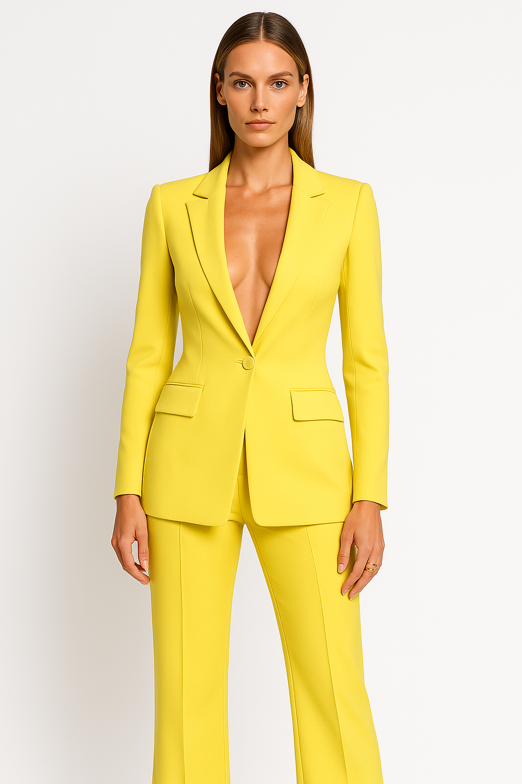Traje de Mujer de Dos Piezas con Blazer Escote en V y Pantalón Ancho | Julia