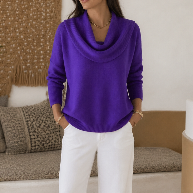 Jersey Drapeado con Cuello Chimenea | Agueda