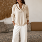Jersey Drapeado con Cuello Chimenea | Agueda