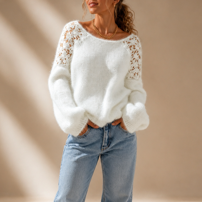 Jersey de Punto con Detalle de Encaje | Adela